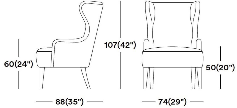 Tirolo Кресло из ткани с подлокотниками с высокой спинкой Cesare 059 p - Вид №4