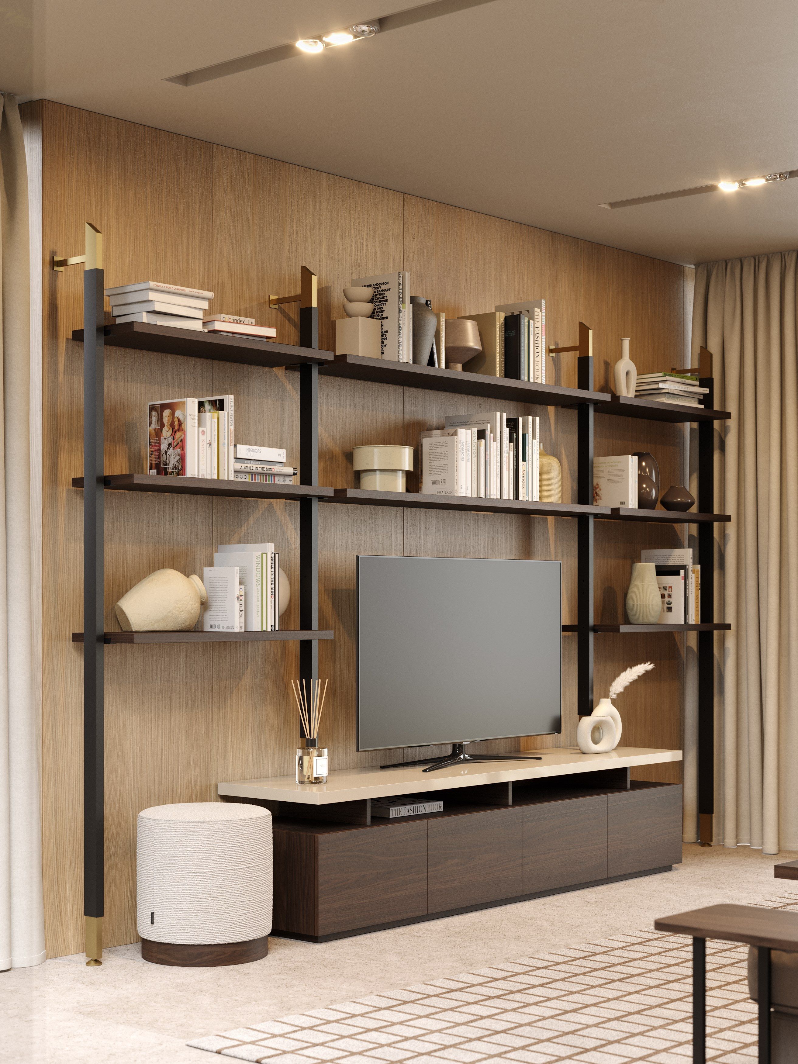 Алюминиевый книжный шкаф с креплением пол-потолок Stylish Club His &amp ARCH-00133148 - Вид №13