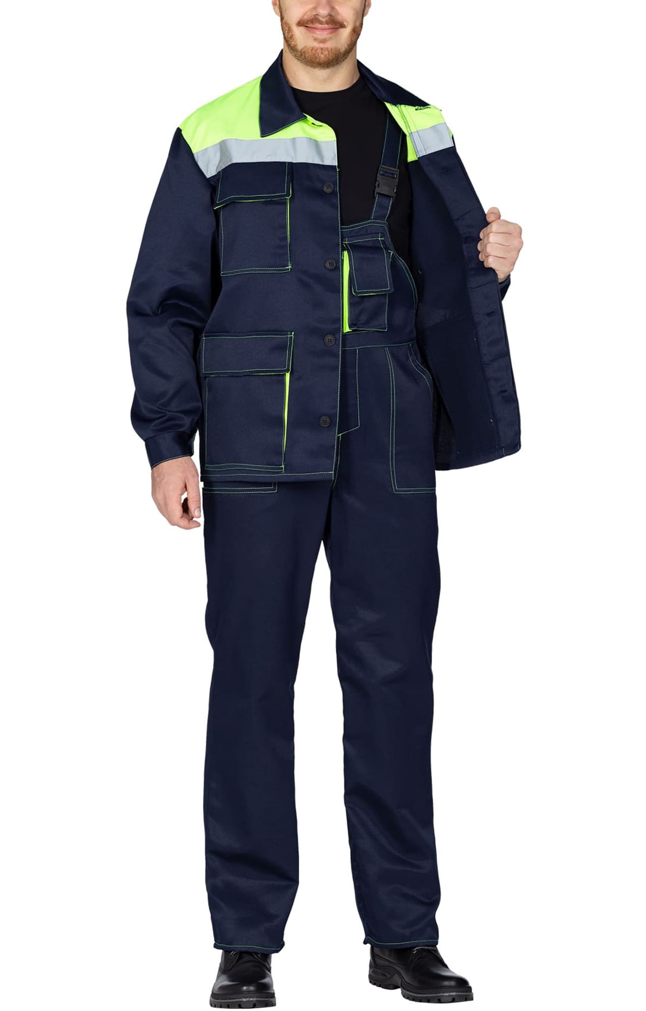 63853 Костюм "Коммунальщик" темно-синий с лимонным  Летняя спецодежда  размер 56-58/182-188  - Вид №7