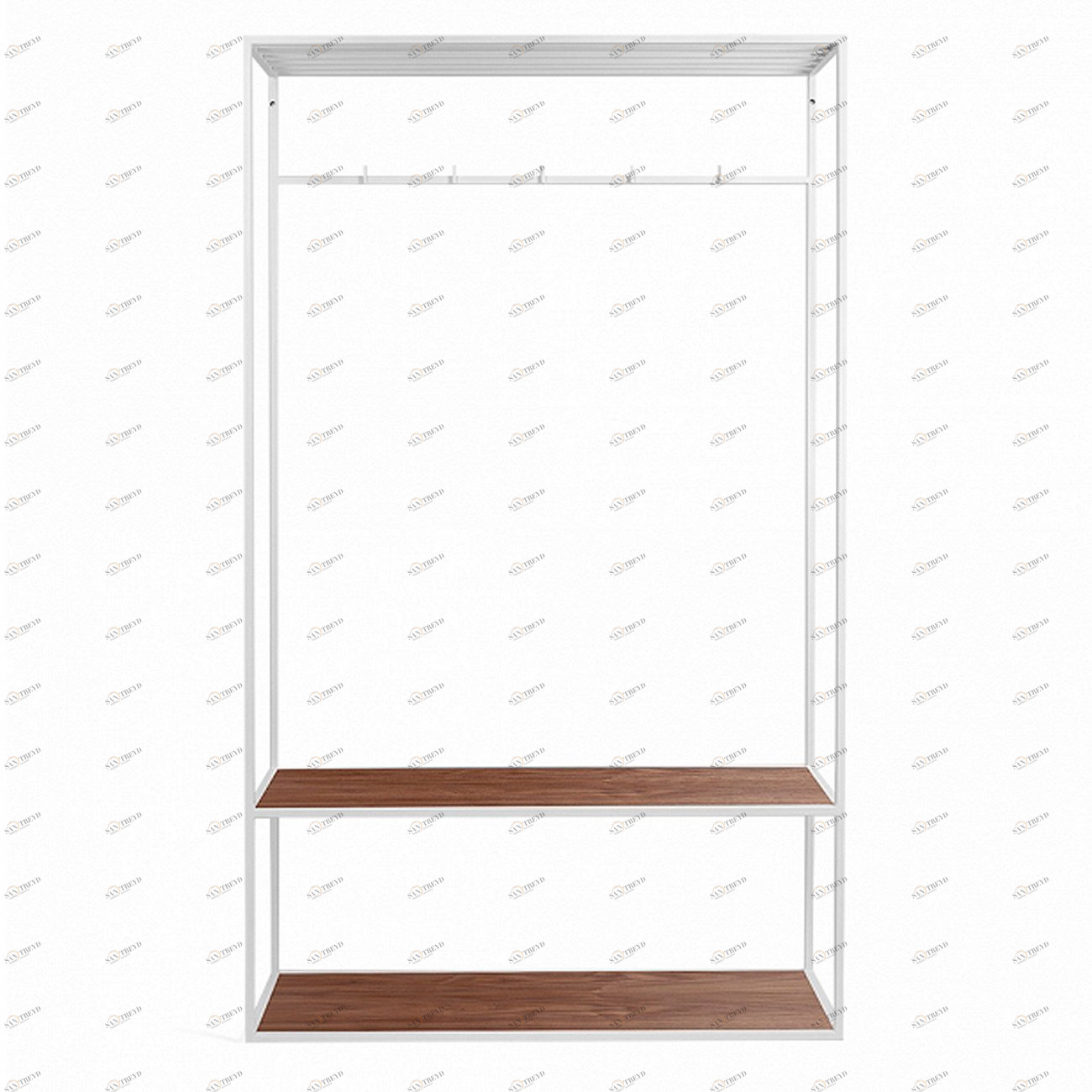 Вешалка в прихожую с полкой белая, американский орех Hallra 2 white INTELLIGENT DESIGN ВЕШАЛКИ HALLRA 261035 Белый;коричневый 