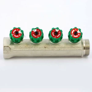 Коллектор НВ 1" с вентилями никелированный TIEMME 4 выхода 1/2"Н 36мм