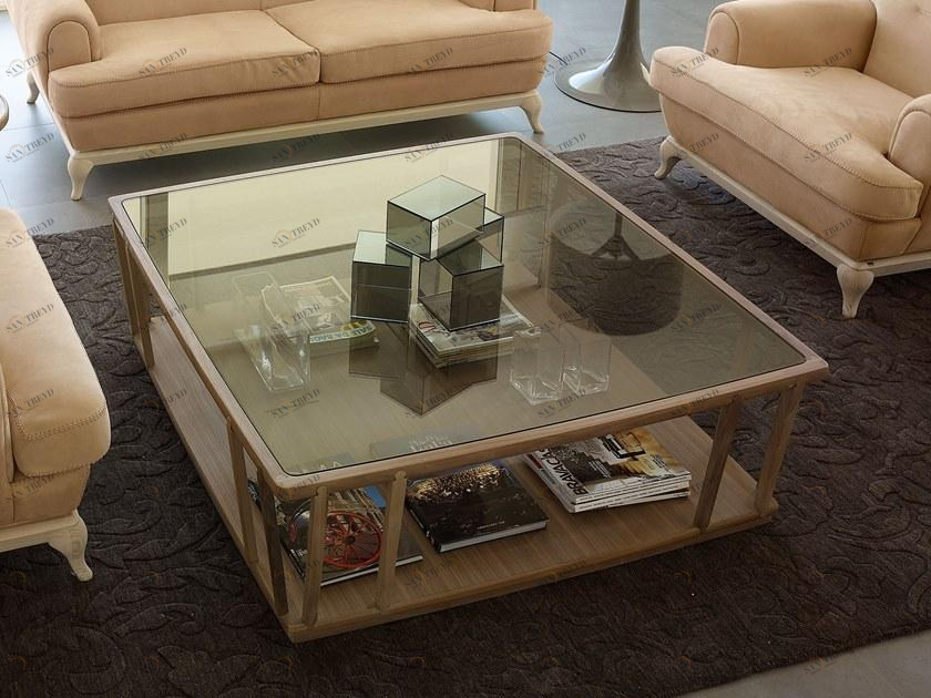 VOLPI Квадратный журнальный столик из дерева и стекла Contemporary living 2slb-003-rbb