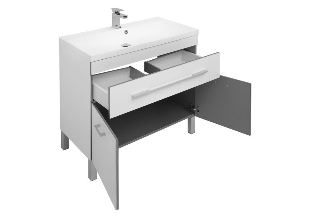 Тумба с раковиной Aquanet Верона NEW 90 белый (напольная 1 ящик 2 дверцы) 0018270800204119 - Вид №3