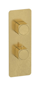 Комплект трехходовой термостатической мягкой пластины и ручки с вертикальным прямоугольным пластинчатым переключателем WE ARE IB eua716onneo_1 Natural Brass Aqua