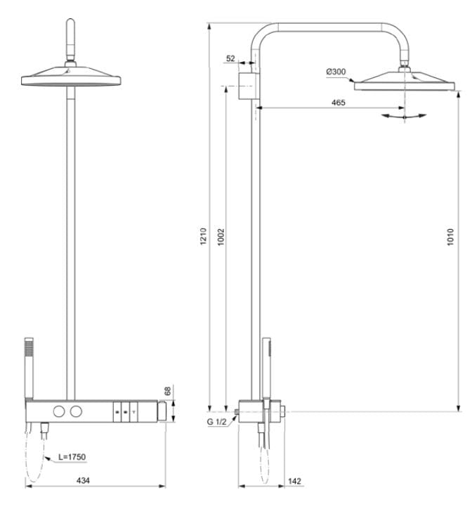 Термостатическая настенная душевая колонна с ручным душем Ideal Standard Ceratherm Solos ARCH-00073601 - Вид №1