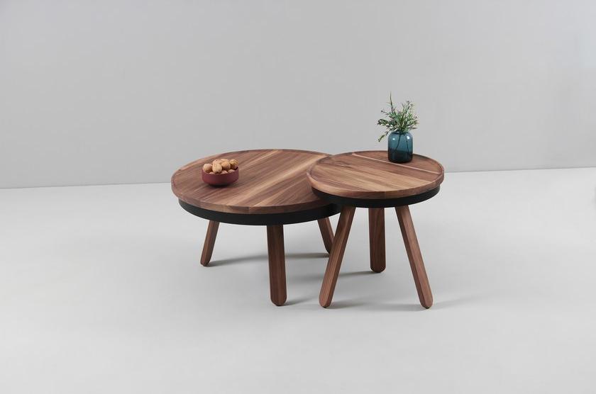 Woodendot Круглый журнальный столик из орехового дерева с местом для хранения вещей sun-id-1393119 - Вид №5