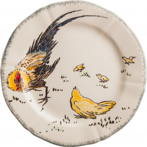 10600290 Gien Тарелка закусочная Gien Петух и курочка 23см, фаянс Фаянс