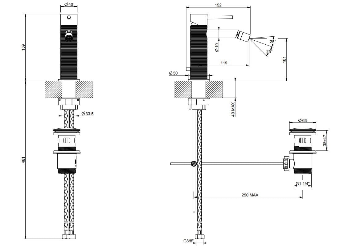 Смеситель для биде из нержавеющей стали Gessi Gessi316 ARCH-00013416