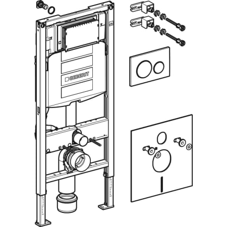 GEBERIT 111.301.KJ.5 Инсталляция Geberit Duofix для подвесного унитаза, 112 см, со смывным бачком скрытого монтажа Sigma 12 см, смывная клавиша Sigma20  - Вид №1