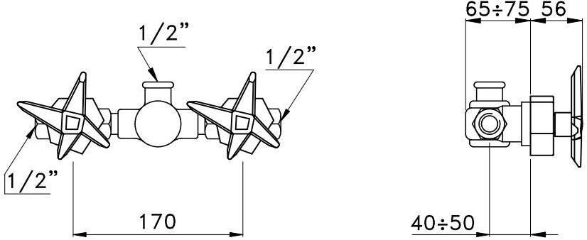 RUBINETTERIE STELLA Смеситель для душа на 2 отверстия с тарелкой Stella 3292 - Вид №1