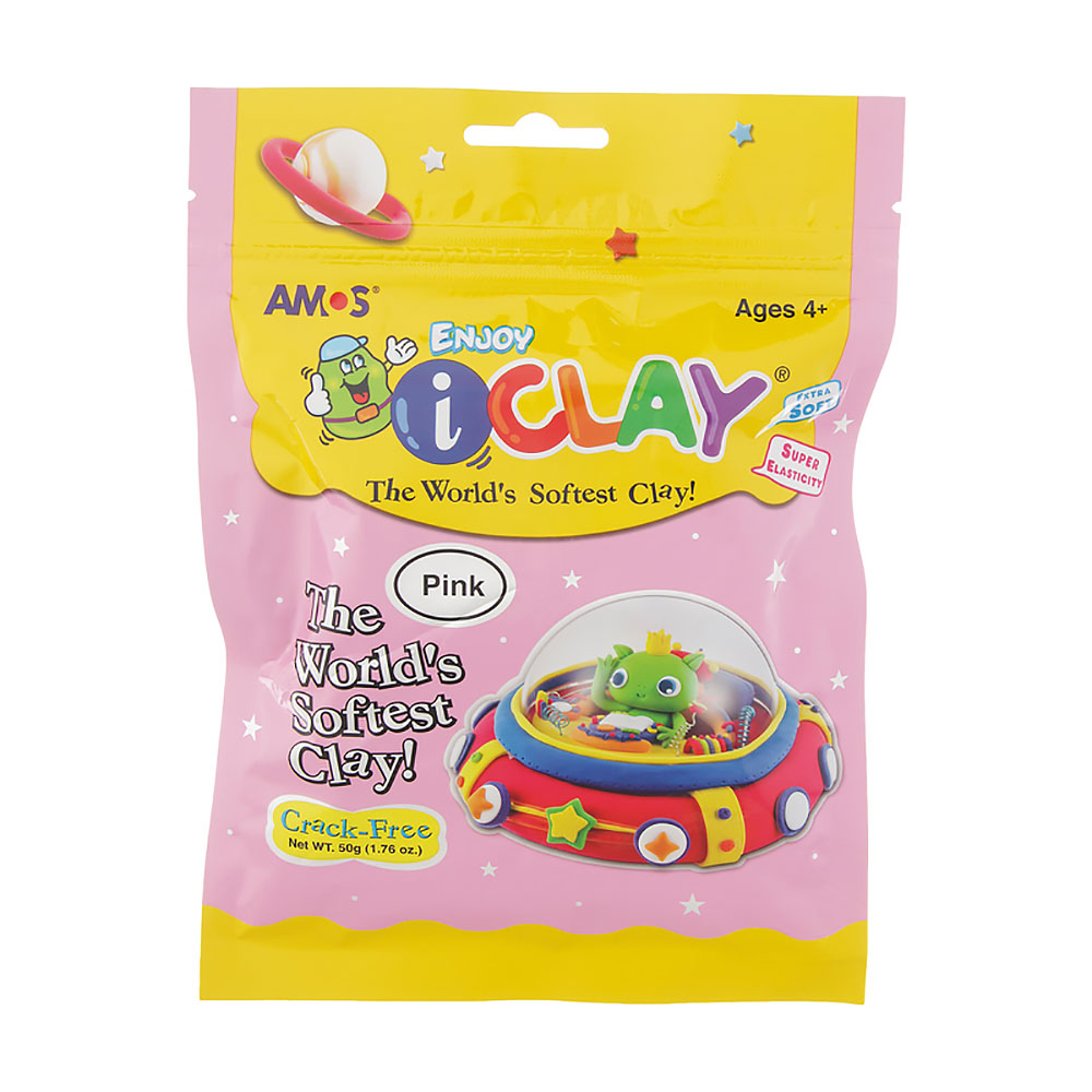 22043 Масса для лепки iClay в пакетиках 50 г розовая AMOS 