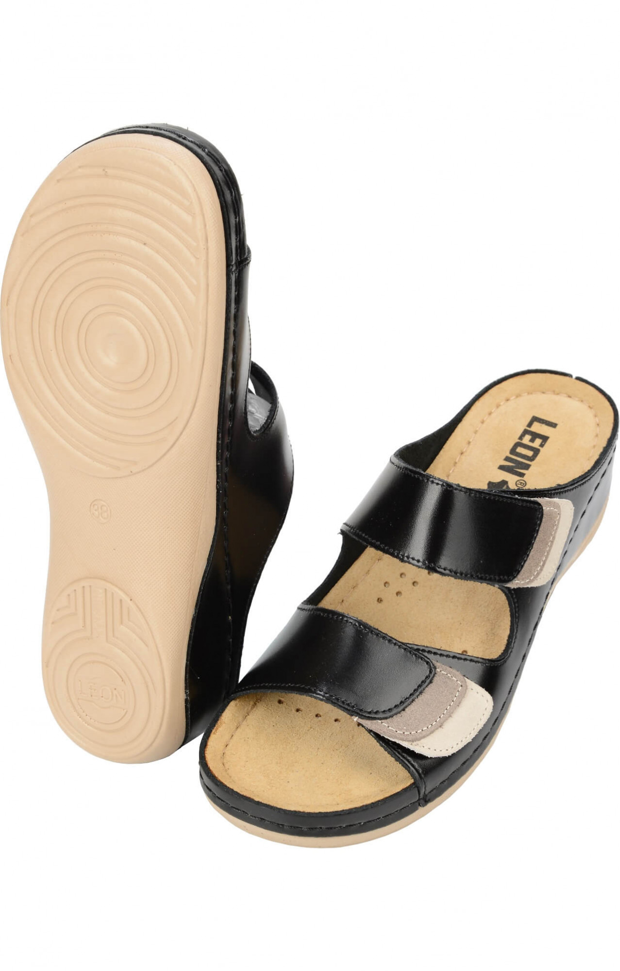 62384 Сандалии "Leon" женские черные LEON  Врач  размер 40 