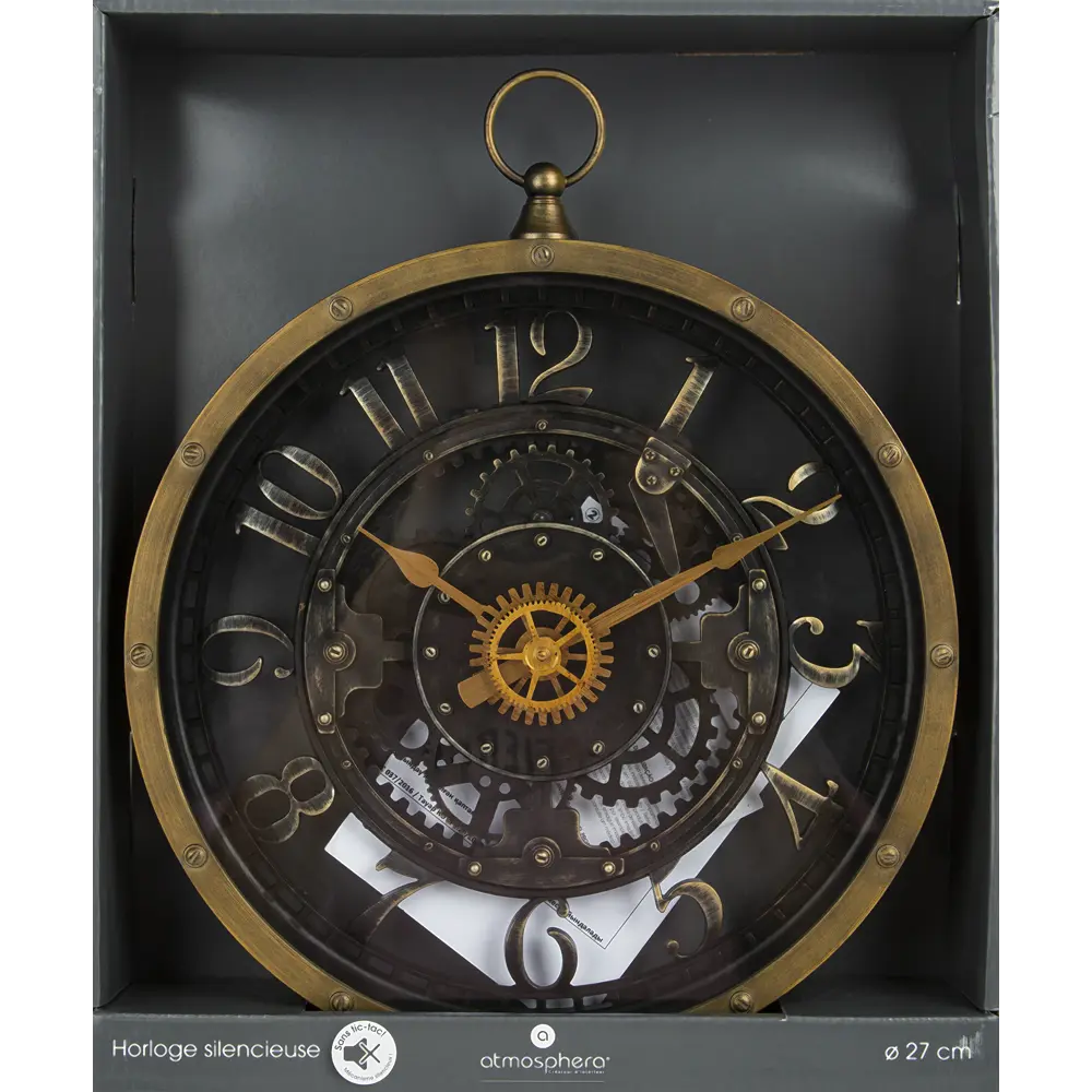 Часы настенные Atmosphera Meca круглые пластик цвет коричнево-черный ø27 см PERMANENT STLM-2061085 - Вид №3