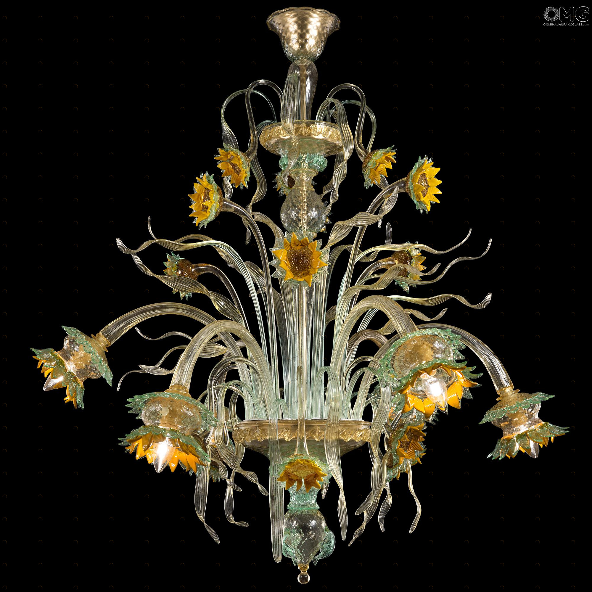 3402 ORIGINALMURANOGLASS Люстра Подсолнухи - Флорал - муранское стекло OMG  см 