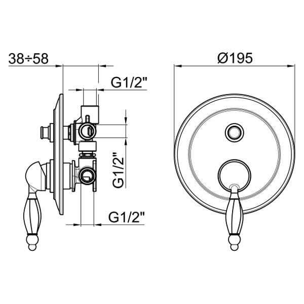 AL860101015 Смеситель для ванны и душа Webert Alexandra - Вид №1