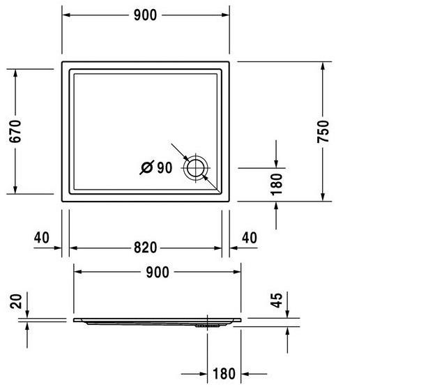 Duravit Поддон для душа прямоугольный из акрила Starck 720117 - Вид №2