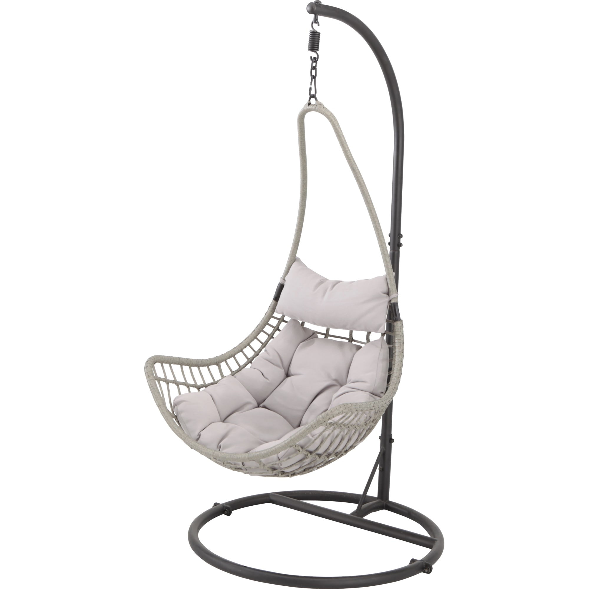 82467035 Кресло подвесное 95х95х196 см сталь/ полиротанг белый с опорой Santreyd 