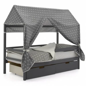 Крыша для кровати-домика текстильная Svogen звезды, фон графит БЕЛЬМАРКО  00-3833095 Серый