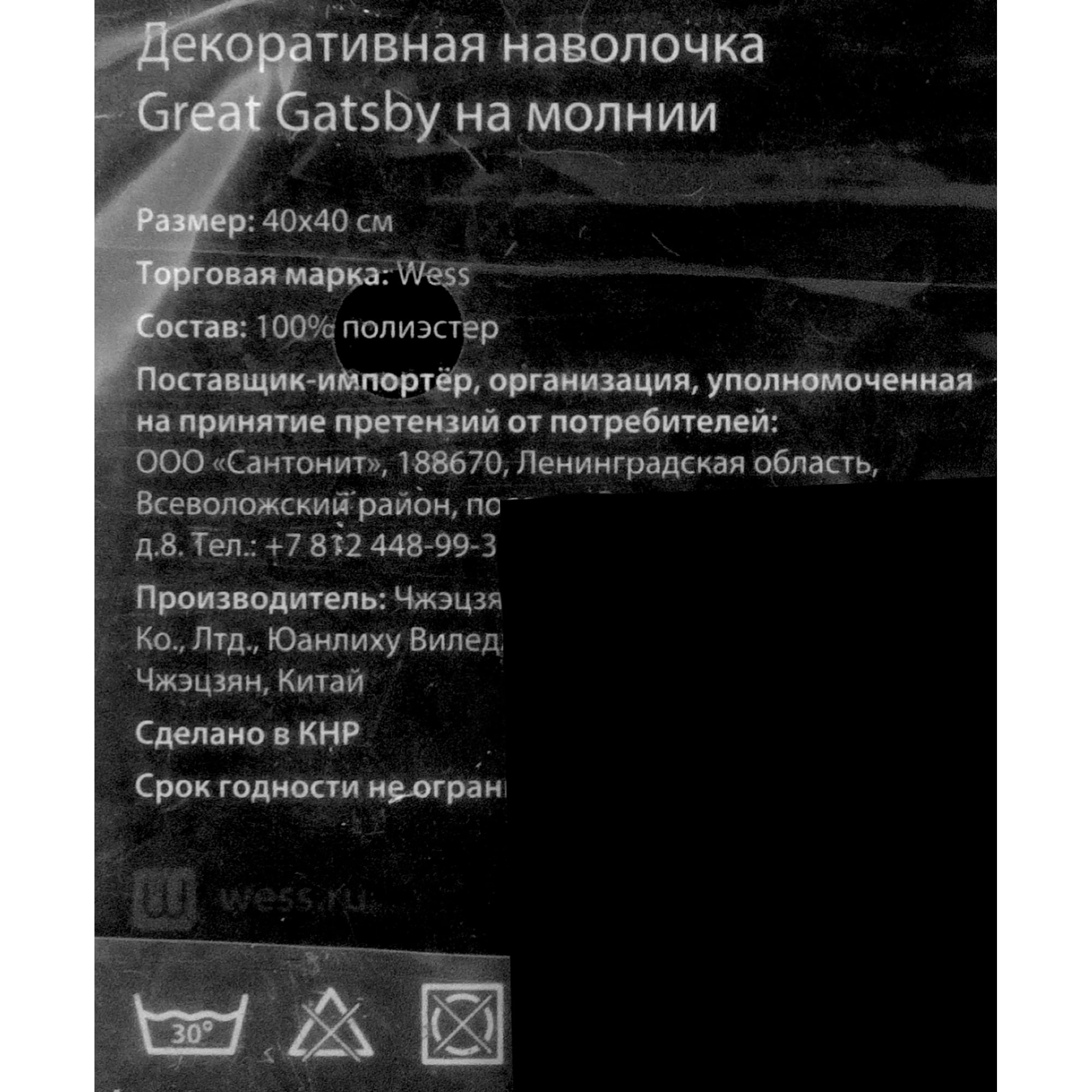 82041963 Наволочка декоративная GreatGatsby, 40x40 см, цвет синий Santreyd  - Вид №4