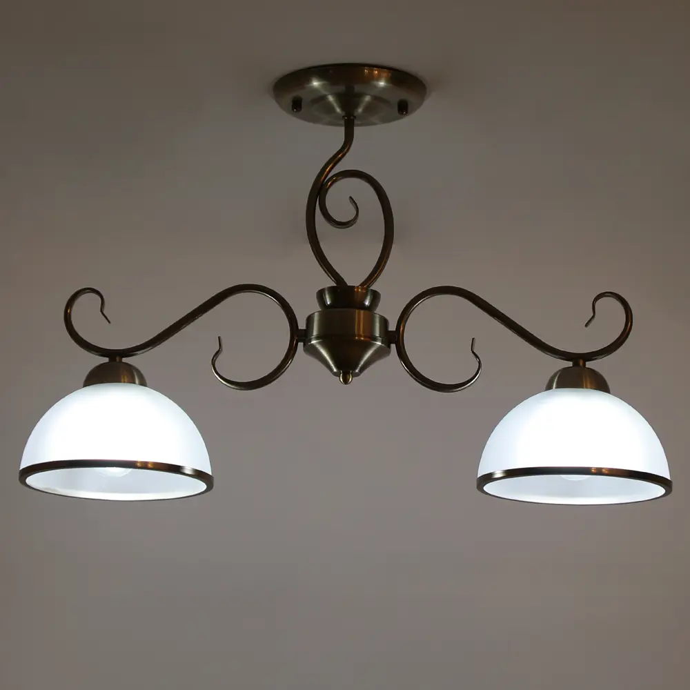 Люстра на штанге Palatino 2 лампы 8 м² цвет бронза SCHAFFNER STLM-2129661 - Вид №1