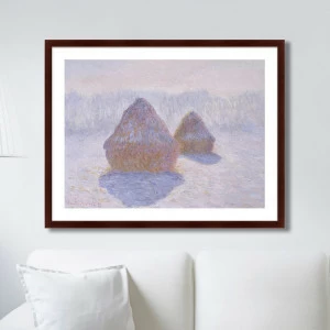 Картина: Haystacks (Effect of Snow and Sun), 1891г. КАРТИНЫ В КВАРТИРУ  264161 Разноцветный