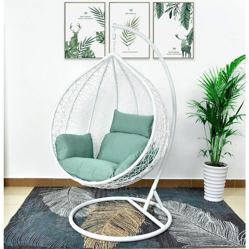 Подвесное кресло из искусственного ротанга 71 см белое Afina White&Green AFINA  00-3881231 Белый;зеленый  - Вид №1