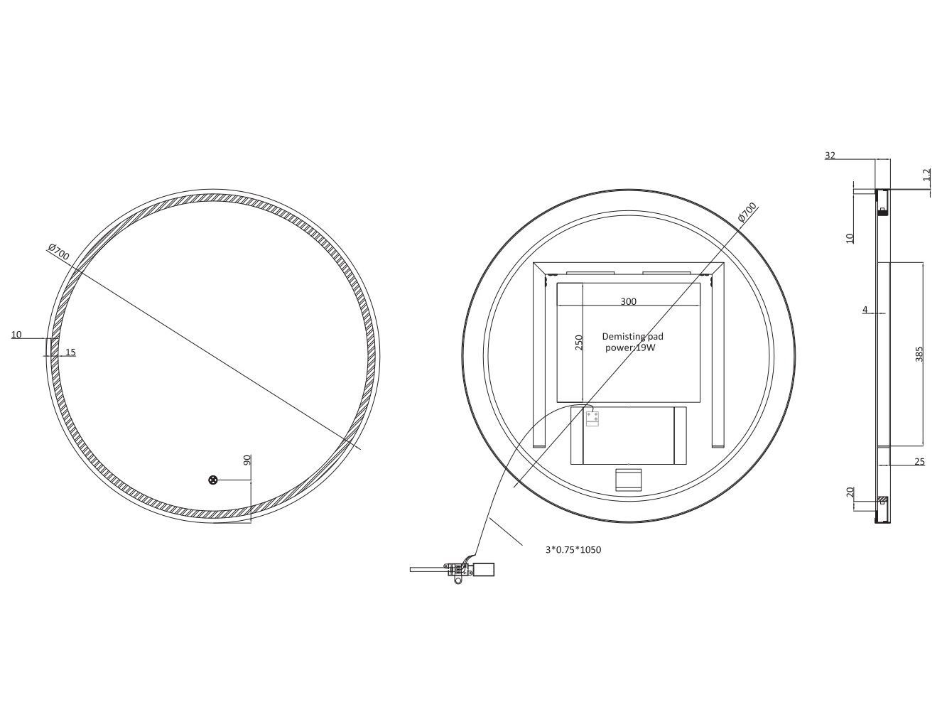 Зеркало из нержавеющей стали с настенной рамой CROSSWATER INFINITY ARCH-00042324 - Вид №3