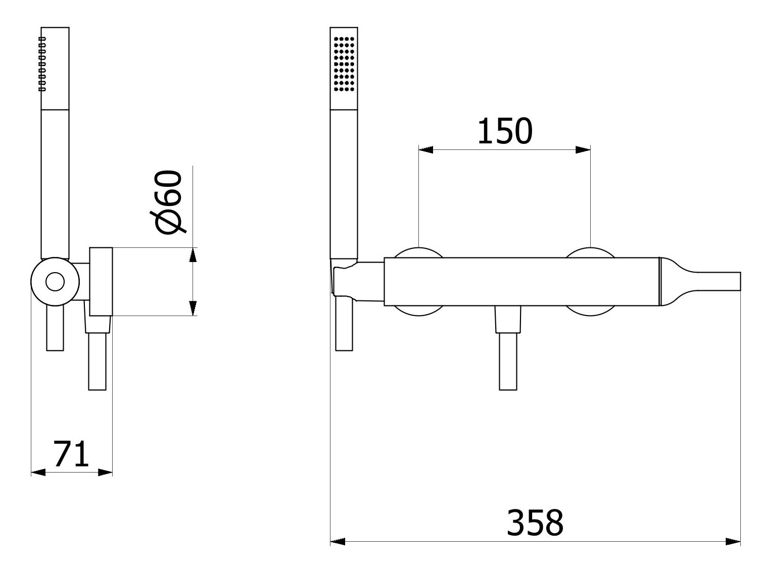 Однорычажный смеситель для душа с ручным душем IB Batlò ARCH-00019508 - Вид №1