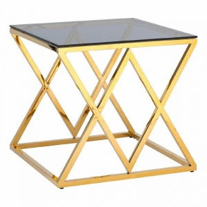 Журнальный столик стеклянный дымчатый с основанием золото 55х55 см "Инсигния" STOOL GROUP  00-3881890 Золото