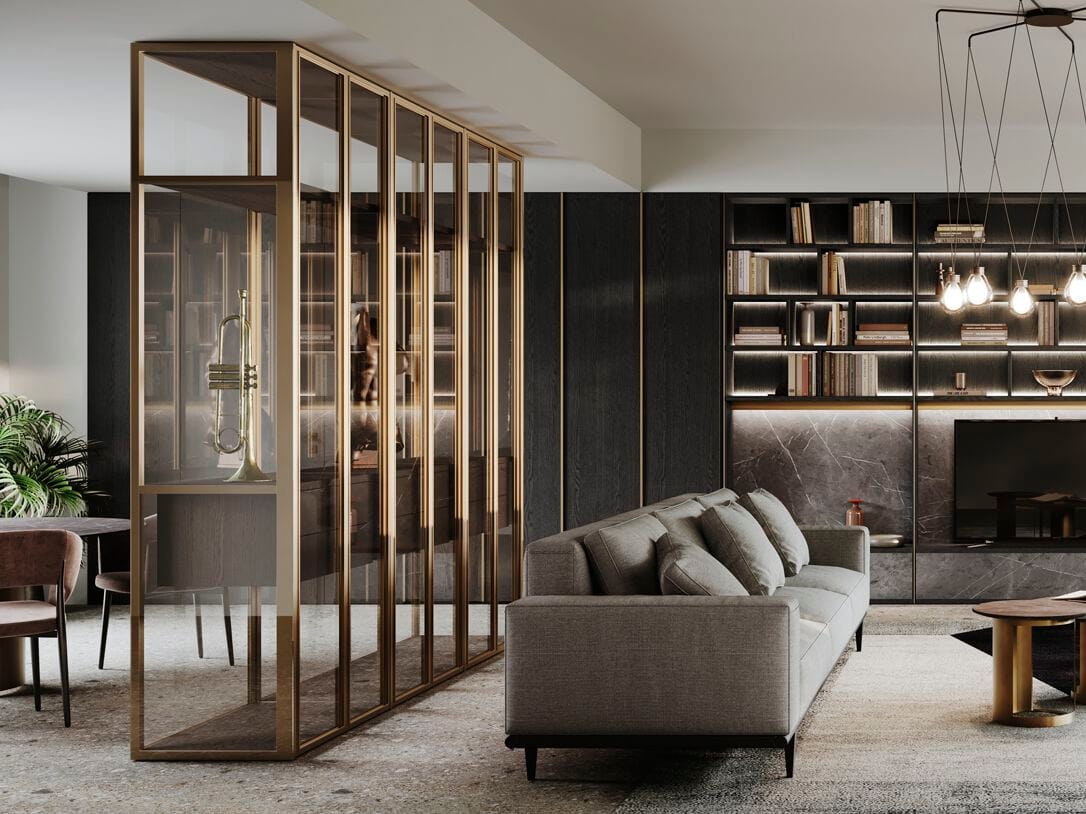 Алюминиевый и стеклянный шкаф Guzzini & Fontana House of Trumpet ARCH-00101688