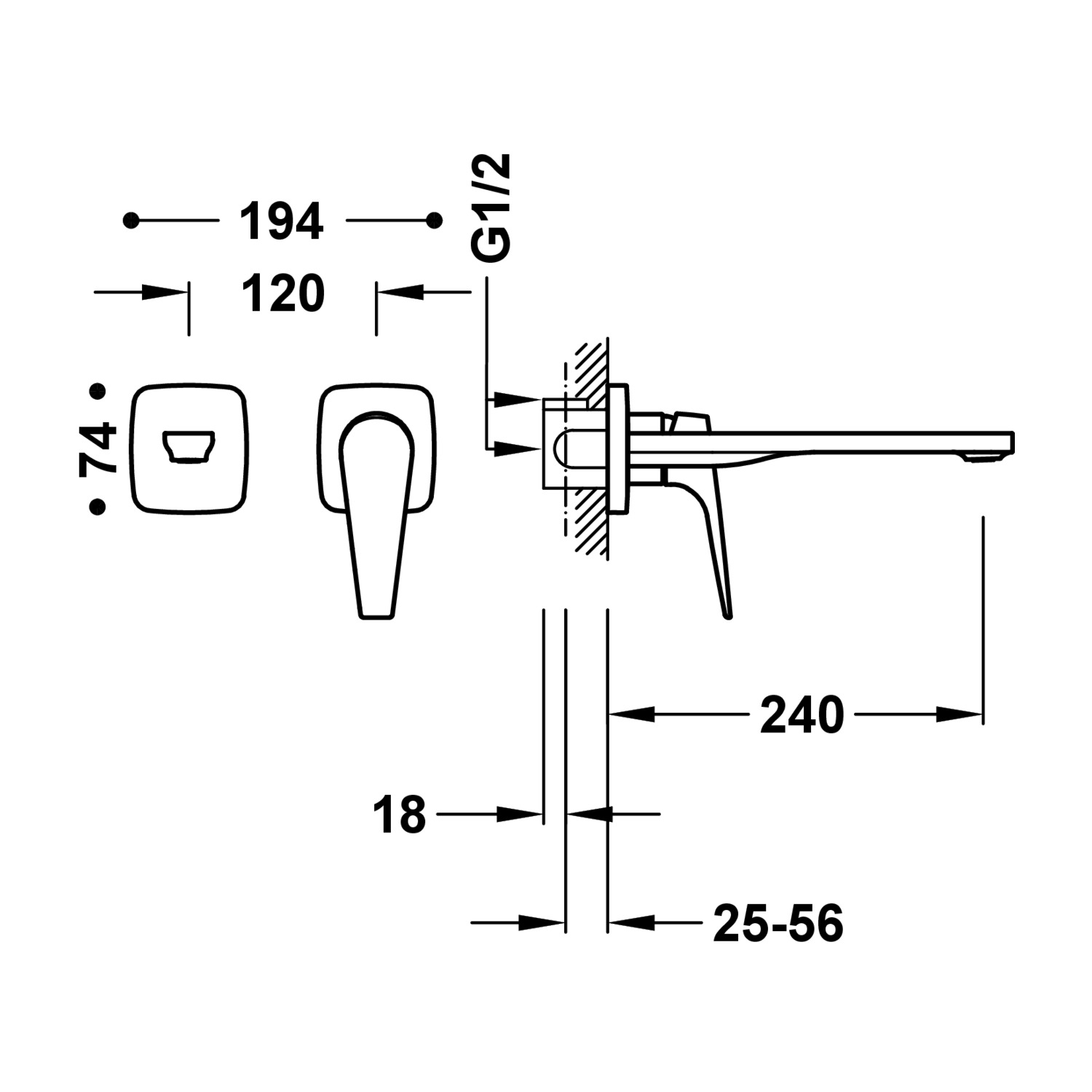 Скрытый смеситель для умывальника CANIGÓ PLUS с одной ручкой-21830004 TRES Canigo - Вид №1