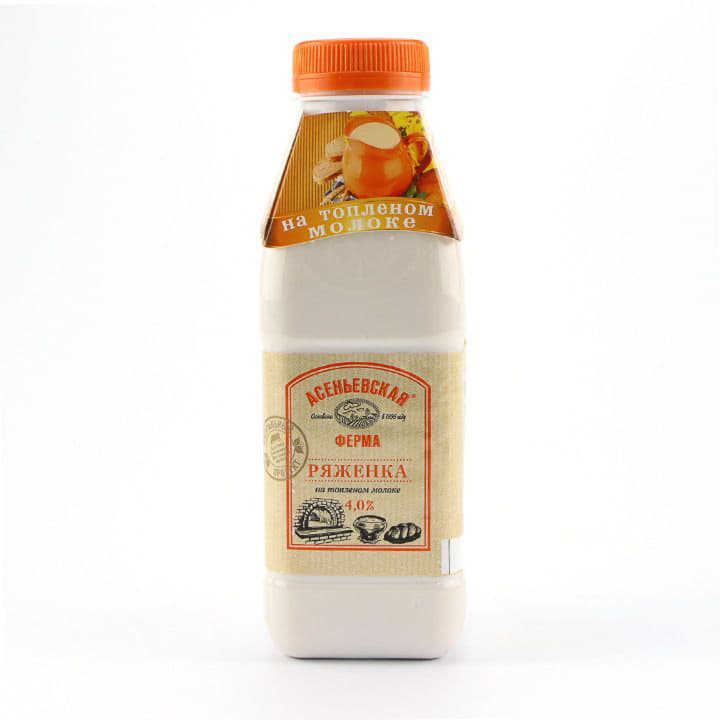 Ряженка Асеньевская ферма 4% БЗМЖ 450 г Santreyd 2205 - Вид №1