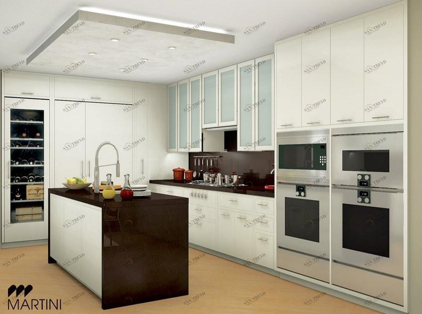 Martini Interiors Кухня из лакированного массива дерева на заказ с островом sun-id-1463722