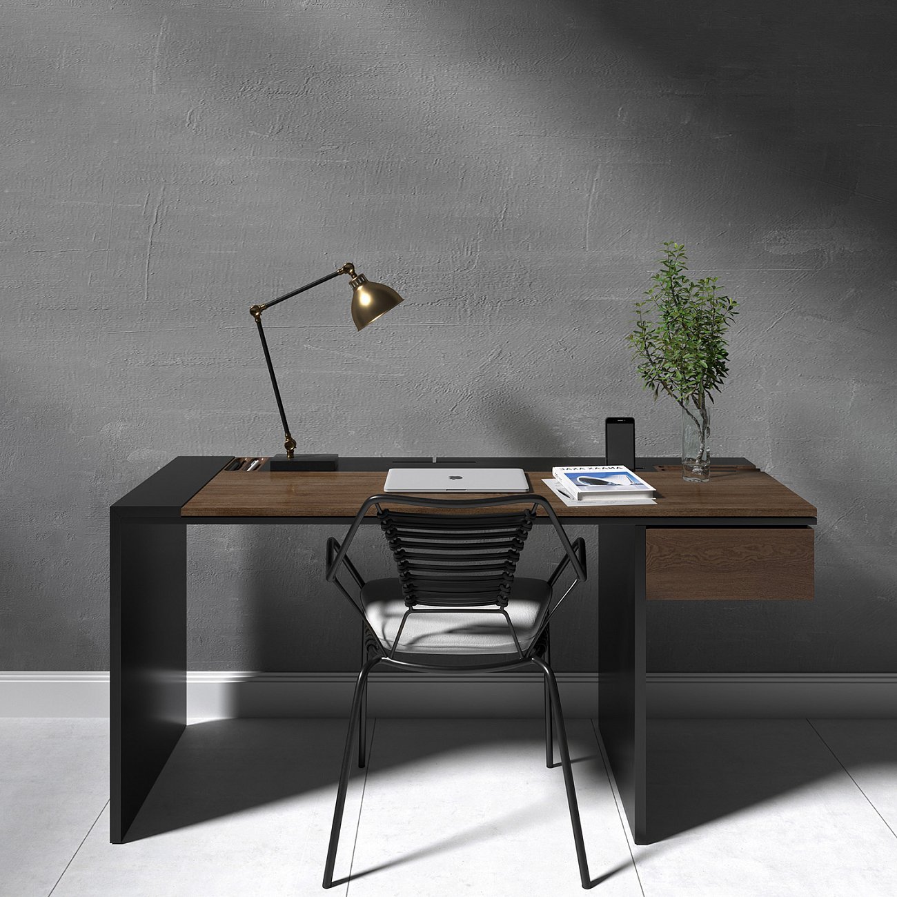 Письменный деревянный стол черный 140 см Mak BRAGIN DESIGN  00-3879380 Коричневый;черный  - Вид №1