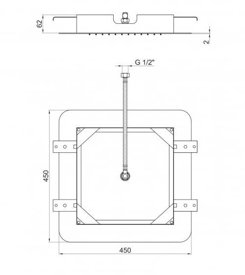 AC0844845 Верхний душ , полированная сталь Webert Aria - Вид №1