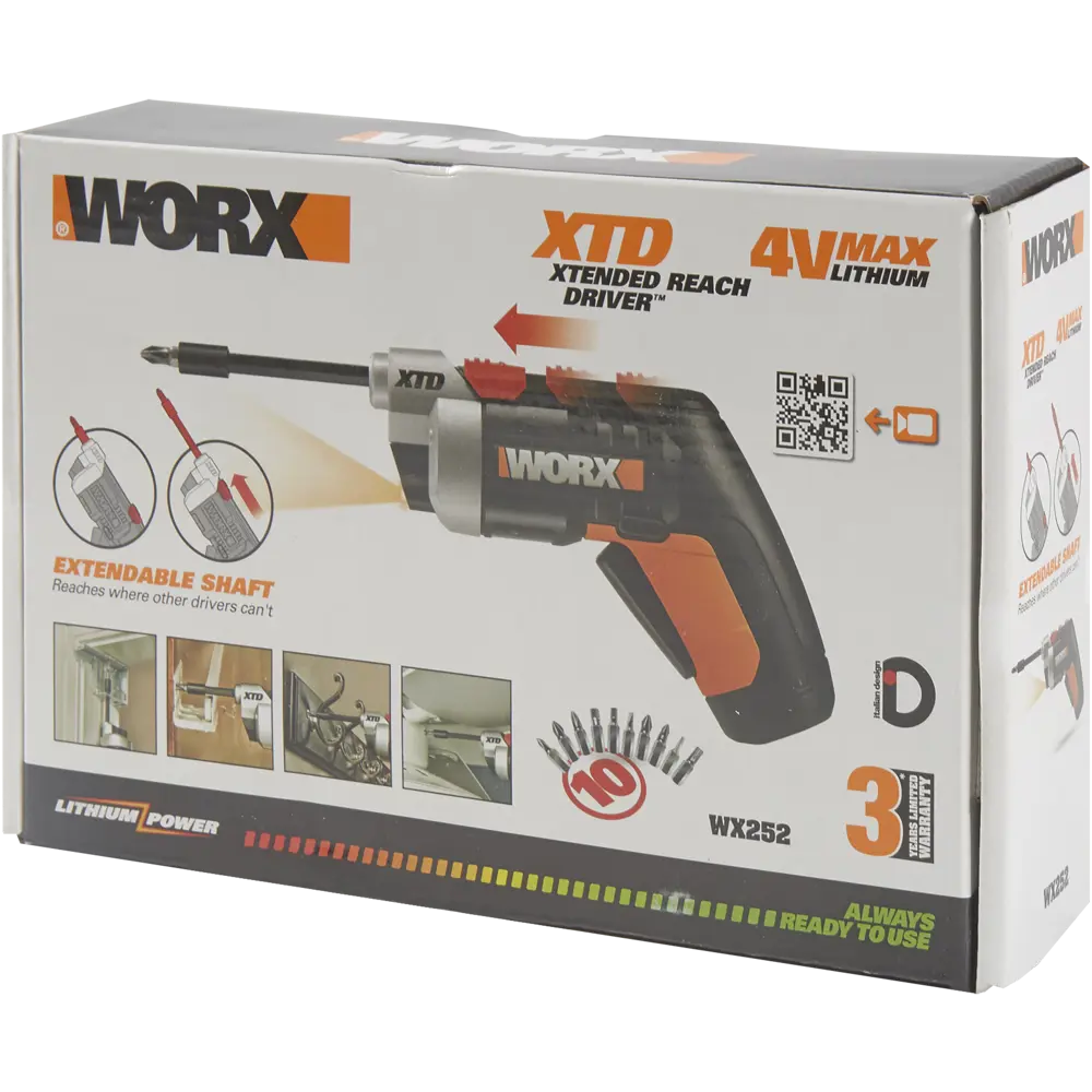 Отвертка аккумуляторная Worx WX252 4V XTD, 4 В Li-ion 1.5 Ач STLM-2086617 - Вид №3