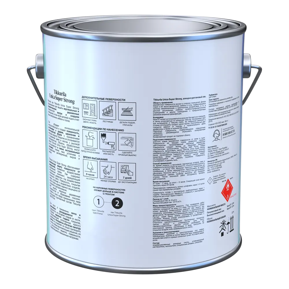 87660455 Лак яхтный Tikkurila Unica Super Strong База ЕР бесцветный высокоглянцевый 2.7 л STLM-0858925  - Вид №2