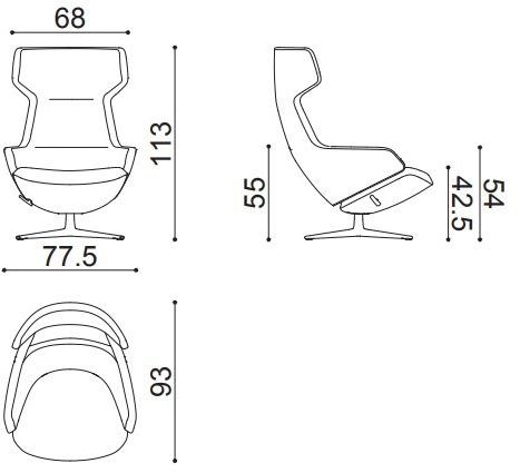 arper Стул Wing из ткани с 4-мя спицами и подлокотниками Aston club sun-id-1458915 - Вид №14