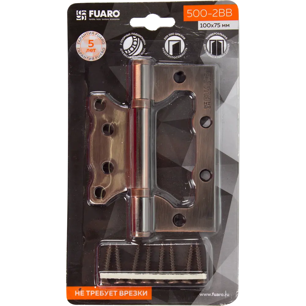 82105957 Петля без врезки N100500/2BB-AC/BL 100x75x2.5 мм сталь цвет античная медь STLM-0019052 FUARO Home - Вид №5