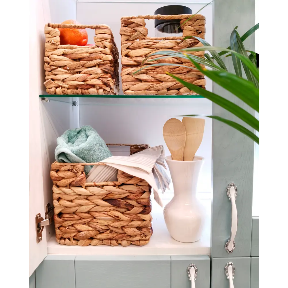 Корзина стеллажная Золотистый колос 22x19x31 см 13 л гиацинт цвет бежевый Santreyd EW-79 L STLM-2021302 - Вид №10