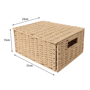 Корзина с крышкой Konsensa 31x23x15 см бумага цвет бежевый 89439459 STLM-2064768