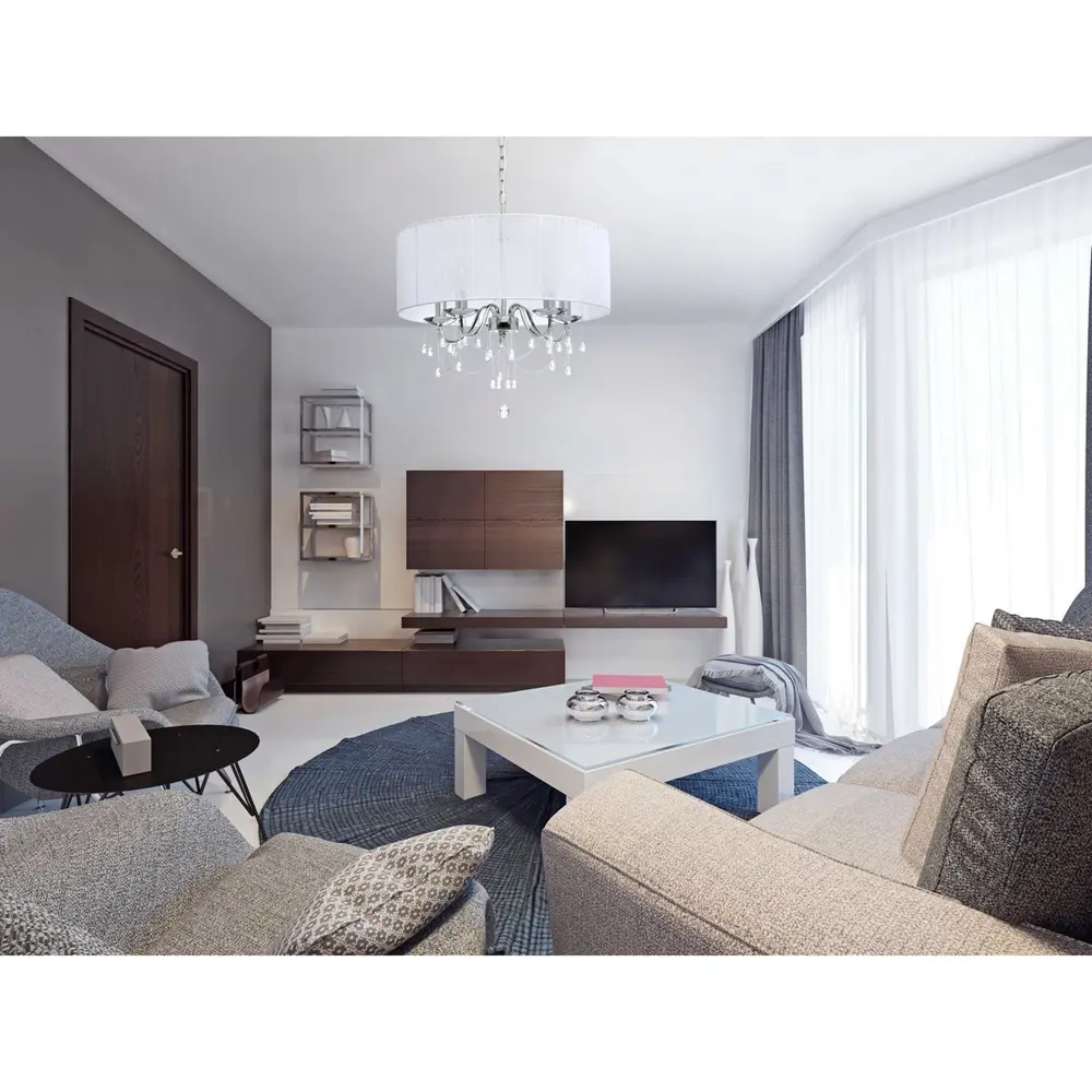 Люстра Нора 5xE14x60 Вт, металл/текстиль, цвет хром/белый MW-Light STLM-2124831 - Вид №14