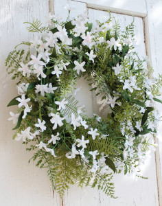 3105 705 a3 Искусственный венок 'жасмин / папоротник', Ø 45 см, бело-розовый H-andreas