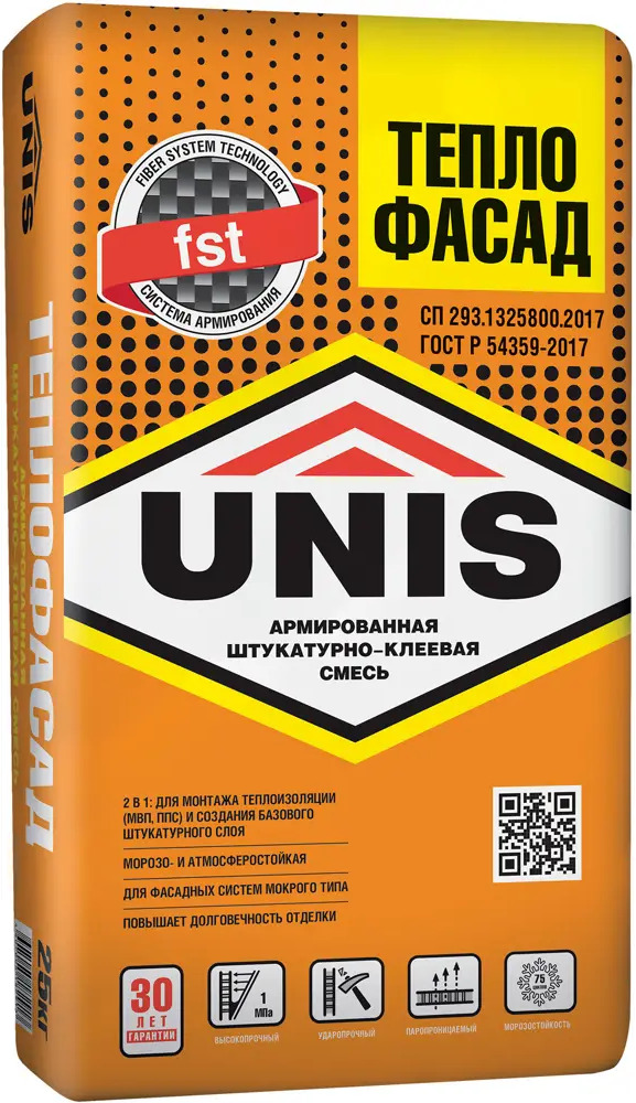 Клей Unis Теплофасад для монтажа теплоизоляции 25 кг 81930805