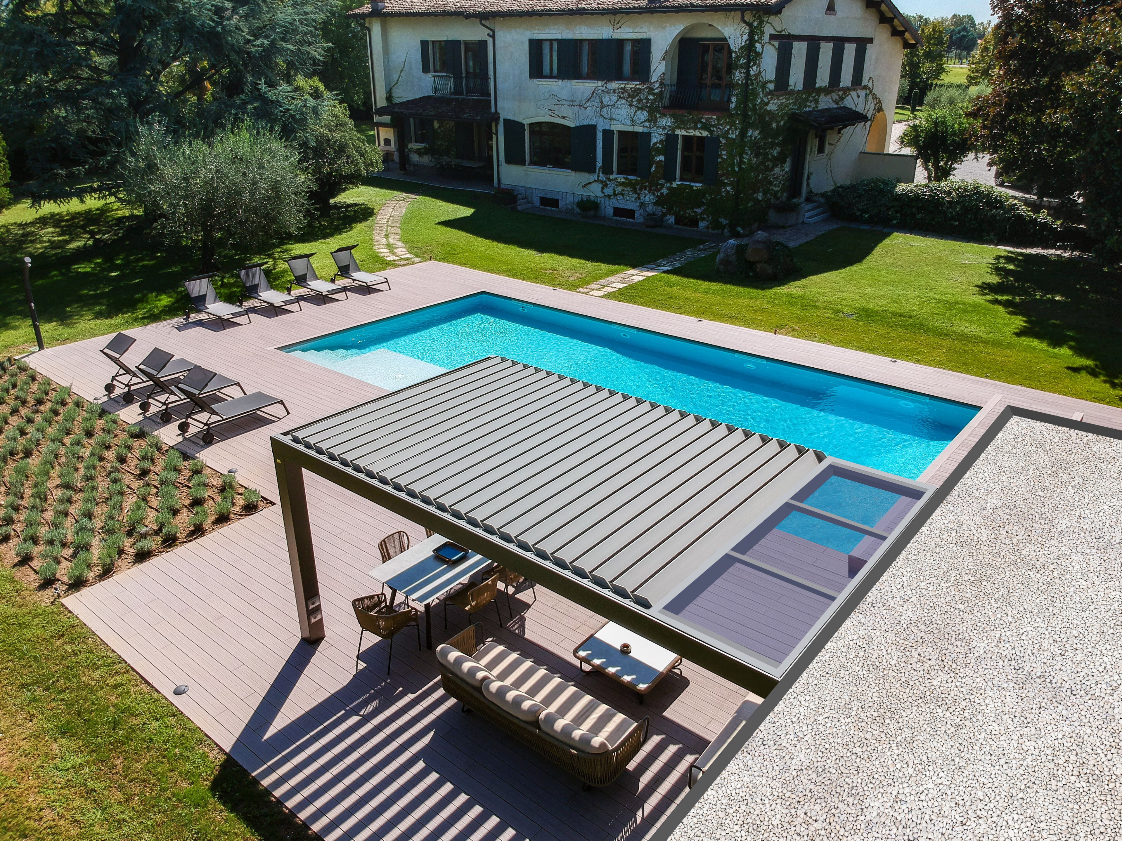 Биоклиматическая беседка с частью холодной резки BT Group PERGOFREE ARCH-00018528 - Вид №1