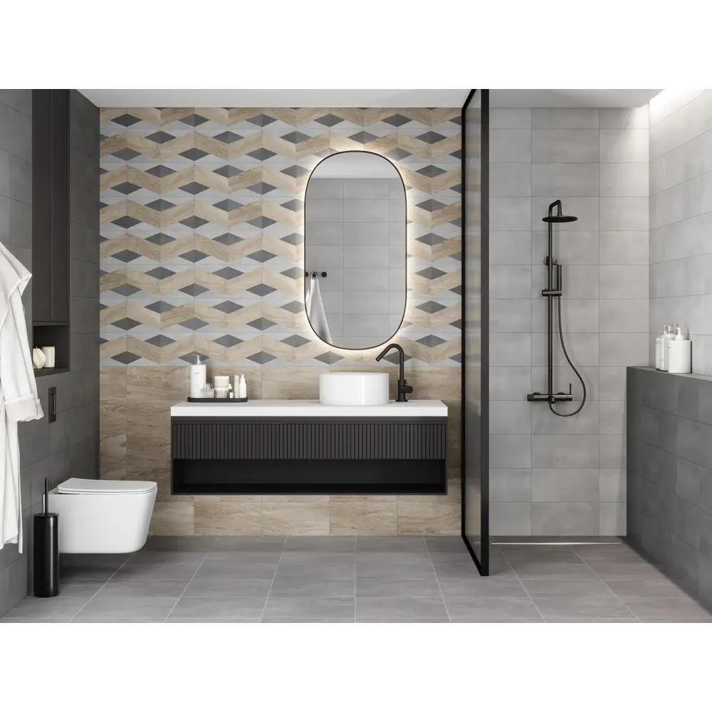 Настенная плитка KREAFORTA Mersey Concrete 20x40 см 1.62 м² матовая цвет графит 89413675 STLM-2115820 - Вид №6