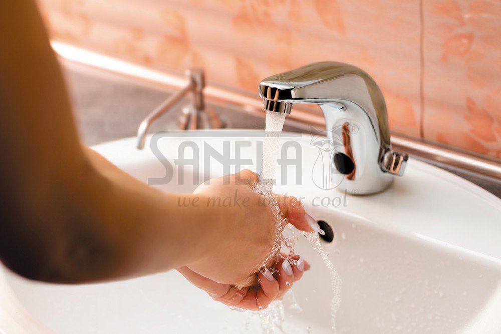 03155 Автоматический смеситель с рычажком для настройки температуры воды, 6 В SANELA  - Вид №1