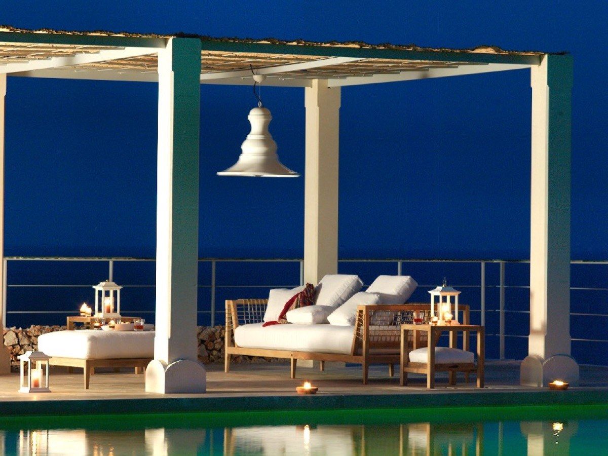 Садовый диван из тикового дерева и акриловой ткани Unopiù Synthesis ARCH-00070130 - Вид №4