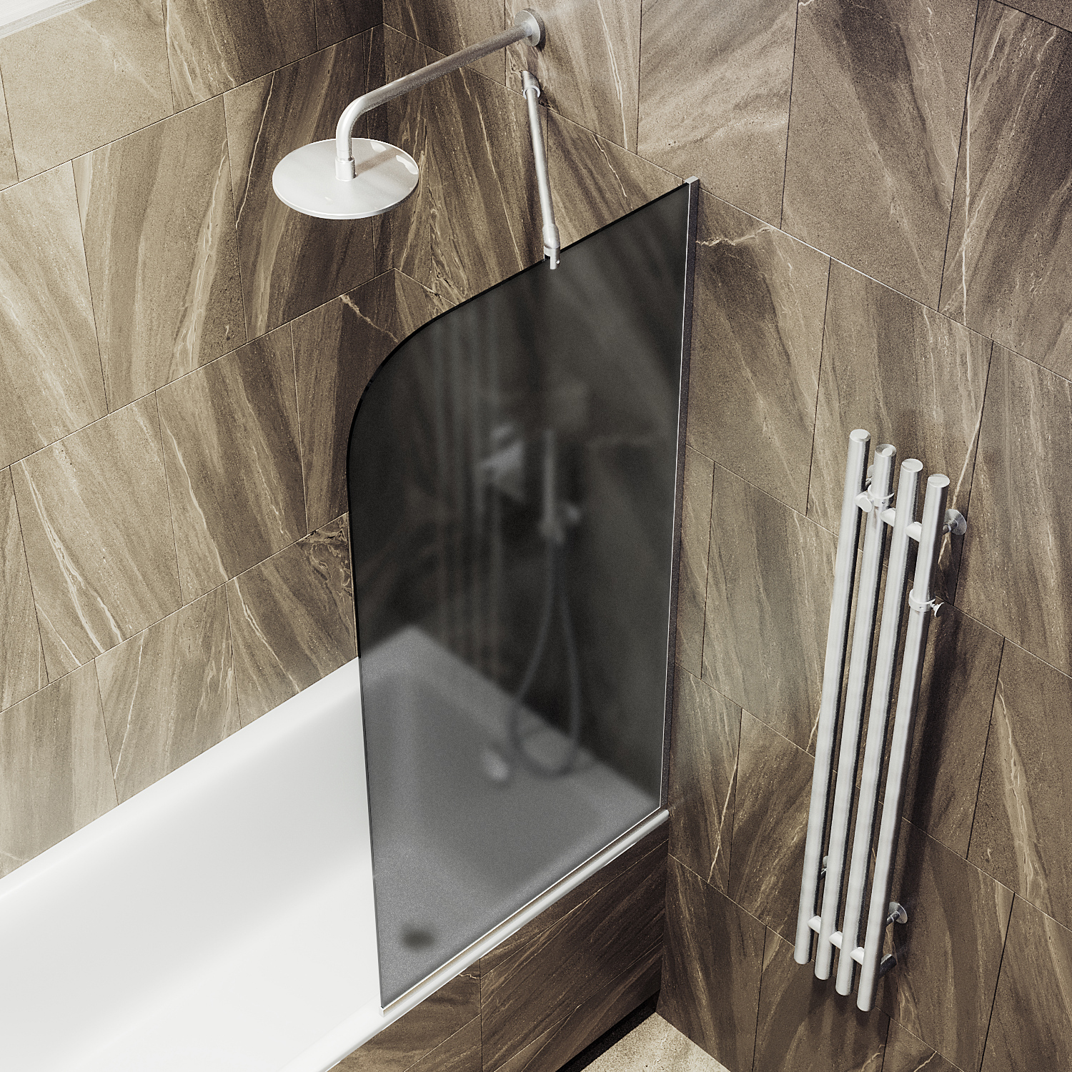 Шторка для ванны в узком профиле ST-87-5у Public Steel