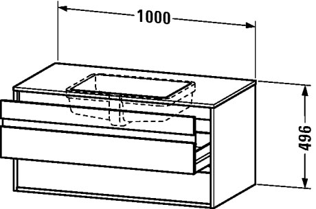 KT685501818 Тумбочка подвесная для встраиваемого снизу умывальника f-bonded Ketho #KT6855 1000 x 550 мм Белый матовый, декор Duravit - Вид №1